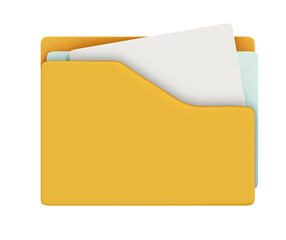 Folder with document 3d on png transparent background.
