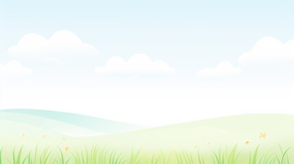 A serene landscape with rolling hills, lush grass, and a bright sky adorned with soft clouds, perfect for nature-themed projects.