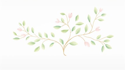 Delicate floral branch with soft pink blossoms and green leaves, ideal for backgrounds, invitations, or nature-themed designs.