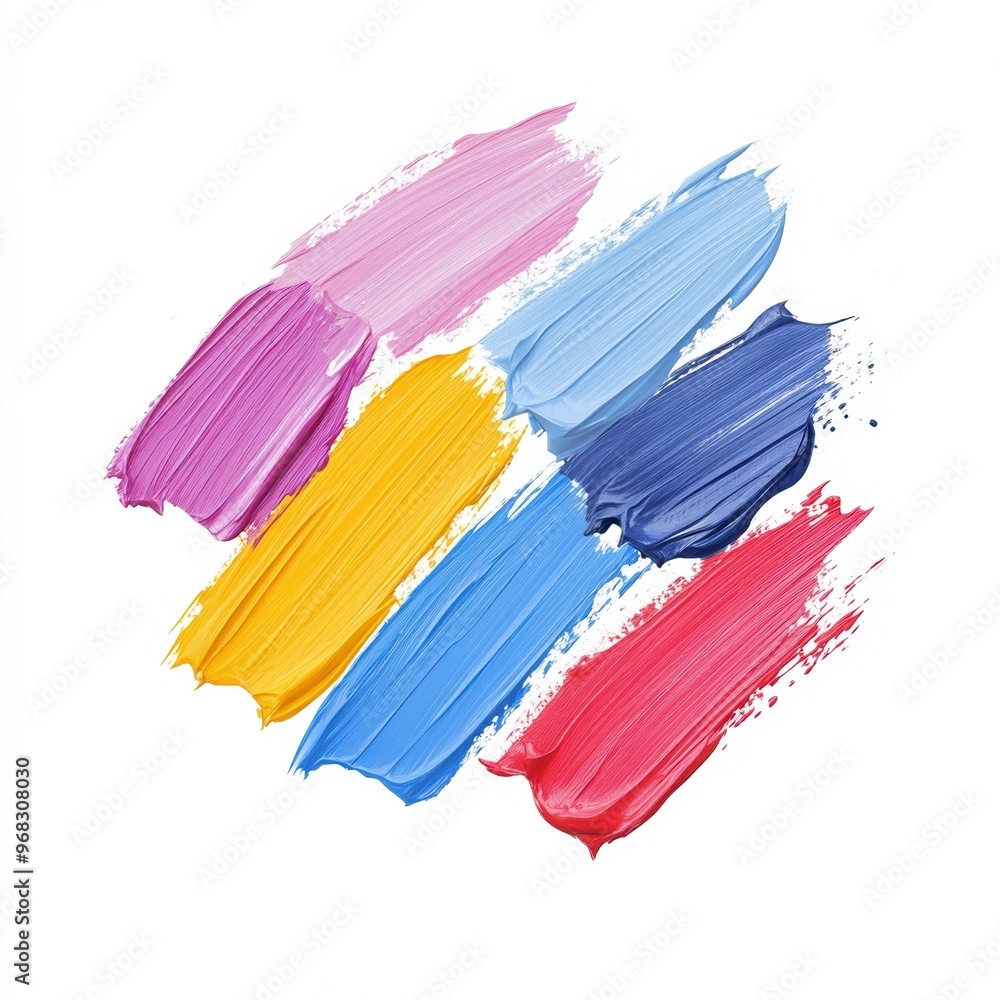 Poster vibrant paint strokes in various colors creating an artistic and colorful background for creative de