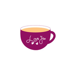 purple cup of coffee with heart