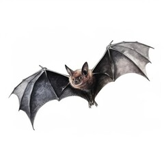 Intricately Detailed Bat Illustration with Outstretched Wings and White Background