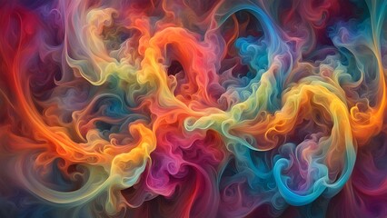 Abstract colorful smoke or liquid swirls in motion.