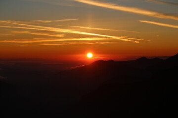 sunset over mountains