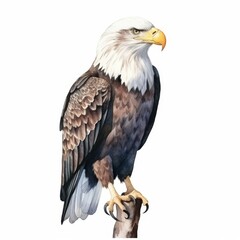Obraz premium Stunning Bald Eagle Illustration Perched on a Branch - Ideal for Wildlife Art and Educational Resources