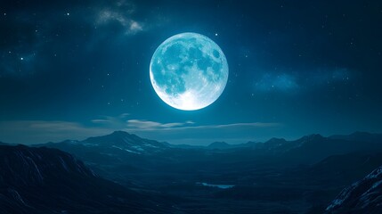 Fototapeta premium Night sky with prominent moon, perfect for game design background image