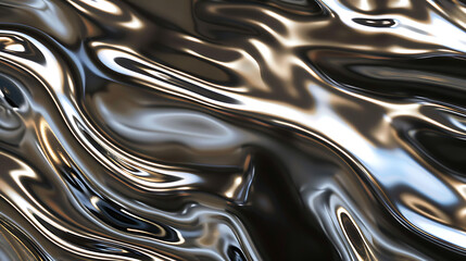a smooth, flowing metallic texture with undulating waves and ripples, giving it a liquid-like appearance