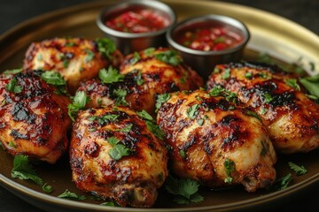 Grilled Chicken with Cilantro and Chili Sauce