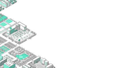 瞰から見た立体の街並みベクターイラスト