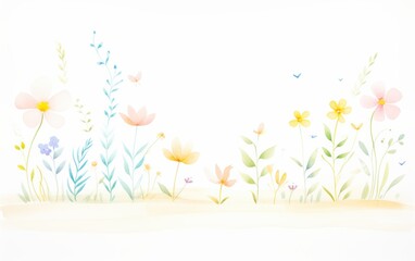 A delicate floral illustration showcasing pastel flowers and greenery, perfect for spring-themed designs and nature lovers.