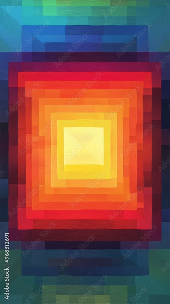 Poster geometric abstract art with vibrant colors in a gradient pattern