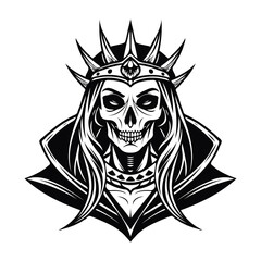 Fototapeta premium Skeleton queen or witch silhouette illustration