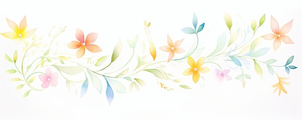 A delicate watercolor floral arrangement featuring soft pastel colors and intricate leaves, perfect for design and decoration.