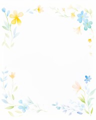 A delicate watercolor frame adorned with vibrant flowers and leaves, perfect for invitations, gifts, or decorative purposes.