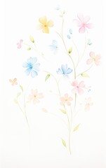 A delicate watercolor illustration featuring soft pastel flowers on a white background, perfect for spring-themed designs.