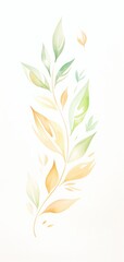 Naklejka premium A delicate watercolor illustration of a vine with green and yellow leaves, perfect for nature-themed designs.
