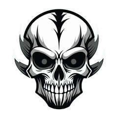 Obraz premium Vector clipart of black and white skull illustration