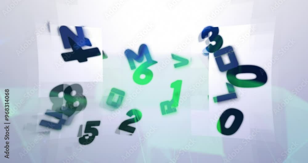 Poster Animation of numbers over network of connections on white background