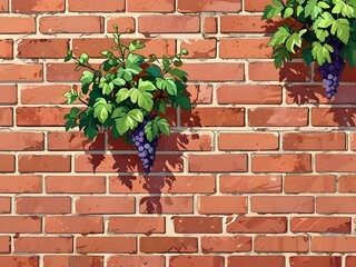 Naklejka premium Red Brick Wall with Vines