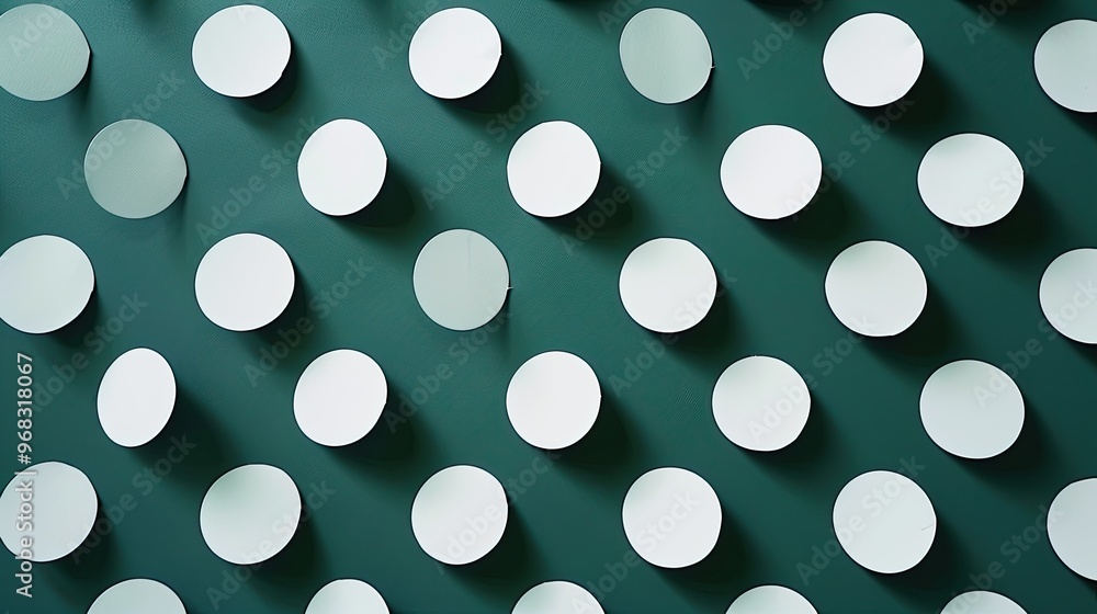 Poster a textured wall featuring evenly spaced circular shapes casting shadows, creating a visually strikin