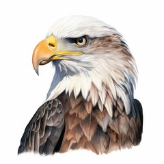 Fototapeta premium Majestic Bald Eagle Close-Up Illustration with Detailed Plumage and Fierce Gaze
