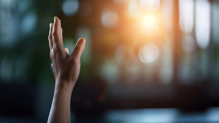 Speaker Calling Coworker With Hand Raised During