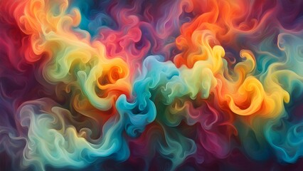 Abstract colorful swirls in a vibrant rainbow pattern, creating a dynamic and energetic composition.