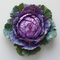 Obraz premium Luscious Purple Cabbage Floral with Green Leaves as Gourmet Botanical Produce