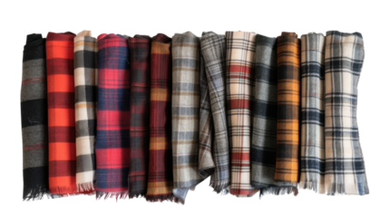 Set of checkered plaids on transparent background