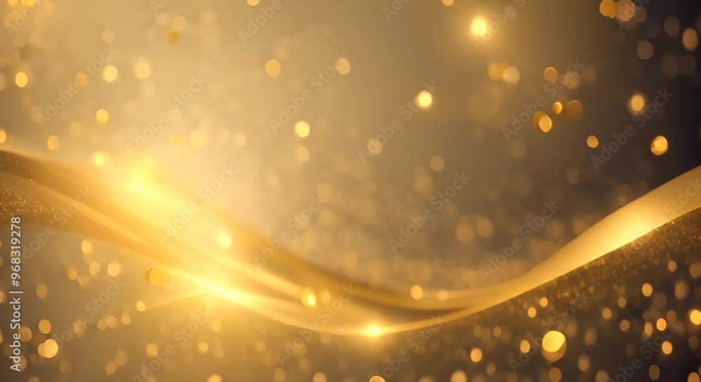 Poster abstract motion background shining gold particles gold glitter background with sparkle shine light c