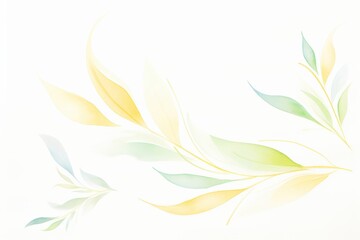 Obraz premium A soft, pastel illustration featuring flowing leaves, evoking a sense of calm and nature, perfect for backgrounds or design.