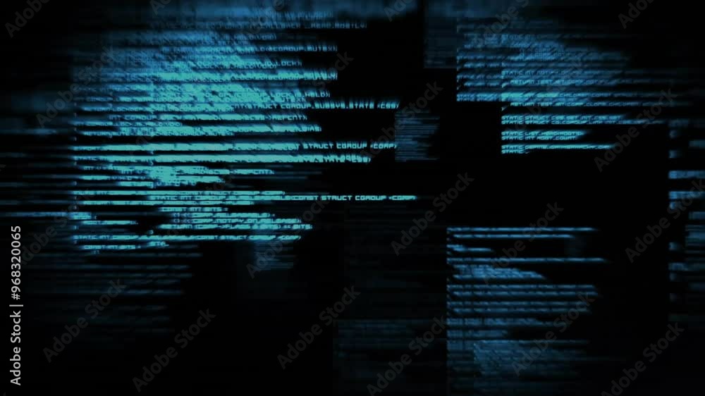 Poster animation of data processing on black background