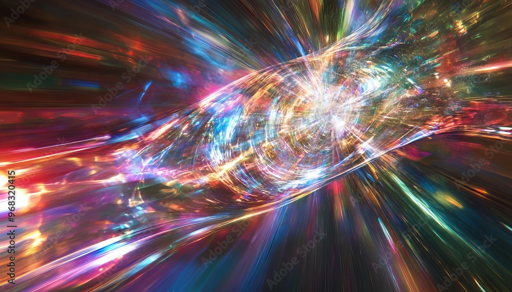 Poster cosmic prism ethereal light refraction capturing a celestial journey through space and time