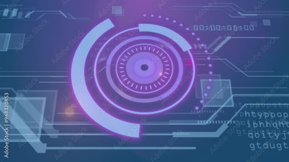 Poster Animation of scope scanning with data processing on black background