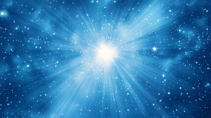 Dynamic blue energy fusion illustration with rays and stars for science fiction and tech themes