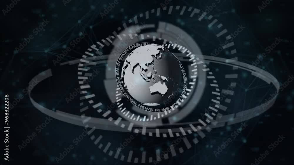 Poster animation of network of connections over globe on black background