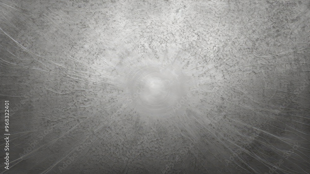 Poster a textured, abstract image featuring a central light source amidst a gray background, evoking a sens