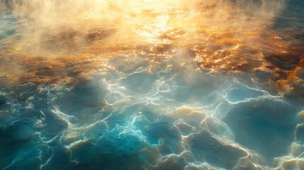 Abstract Water Surface with Sunlight and Steam