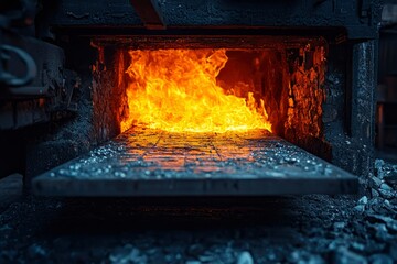 Obraz premium Metal Plate Heated By Fiery Furnace