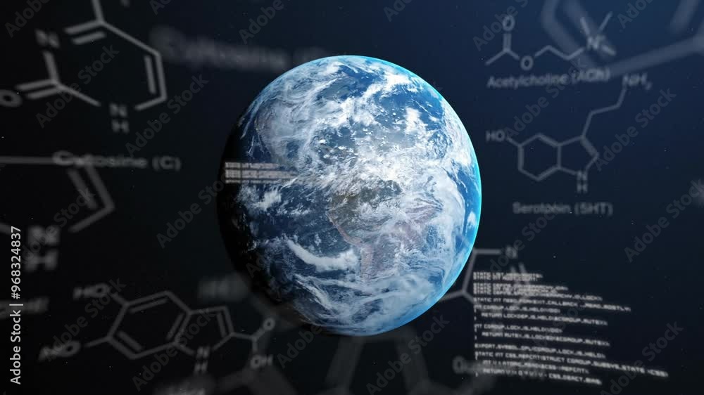 Poster animation of scientific data processing over globe