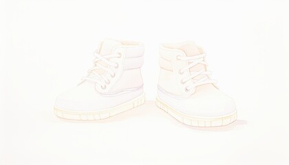 Stylish white shoes displayed on a soft background, perfect for showcasing fashion trends or footwear designs.