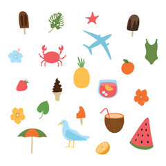Summer clipart elements vacation concept vector