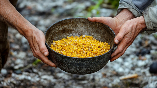 hands compassionately offers a plate of nourishing food, symbolizing kindness, support, and generosity. The image conveys care, community, and the spirit of volunteerism