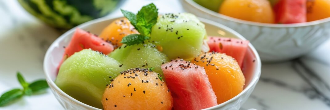 Mixed Melon Fruit Cup with watermelon, cantaloupe, and honeydew