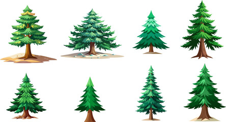 Christmas tree set, green tree vector isolated on white background.vector eps 10
