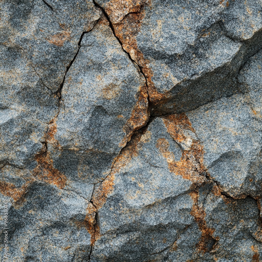 Poster a close-up view of textured rock surface with intricate cracks and variations in color, perfect for 