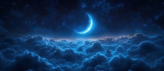 Crescent Moon Above the Clouds