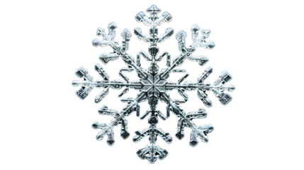 Glitter silver snowflake on transparent background
