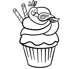 Peacock Diwali Cake Outline