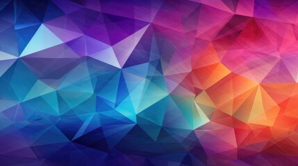 Obraz premium A vibrant abstract background featuring a blend of geometric shapes in various shades of blue, purple, and orange.